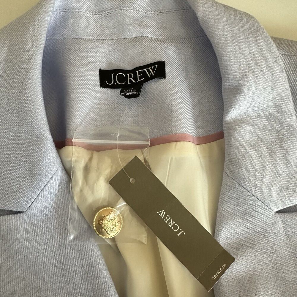 NWT 2024 J Crew Greta Blazer Stretch Linen Blend 18 PeriBreeze Blue Gold Button‎ - Picture 8 of 16